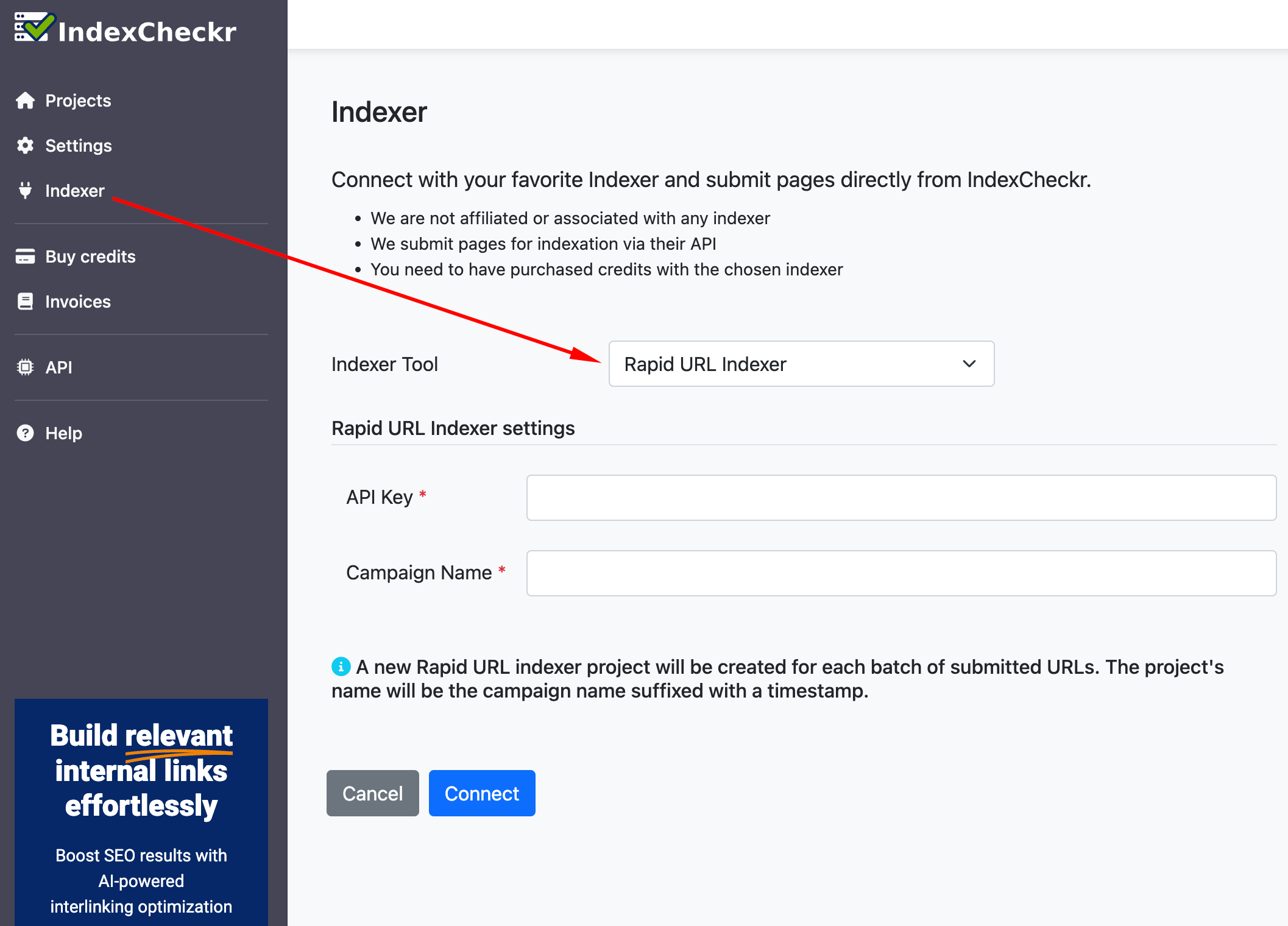 IndexCheckr Rapid URL Indexer integration